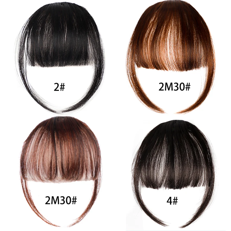 Clip sintetica corta dritta con frangia Frangia nera Frangia d'aria Estensione dei capelli Frangia per capelli per le donne Parrucchino con frangia falsa