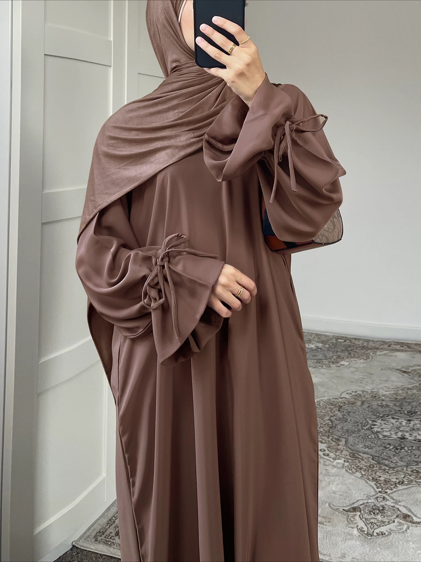 Eid Muslim Dress for Women Abaya Bow Jalabiya Ramadan Lace Up Vestidos Largos Islam Arab Long Robe Morocco Dubai Kaftan 2025