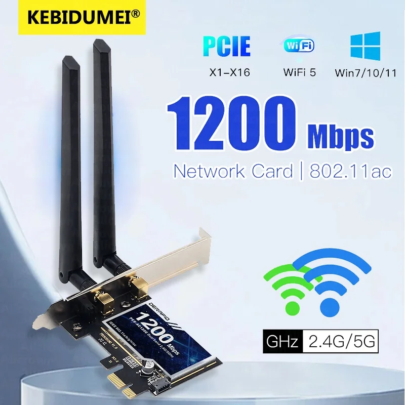 Беспроводной адаптер PCI-e 1200 Мбит/с, 2,4 ГГц/5 ГГц, Bluetooth 4,0 WiFi Wlan Card 802.11ac, настольный Wi-Fi адаптер PCI Express для Win 7 10 11