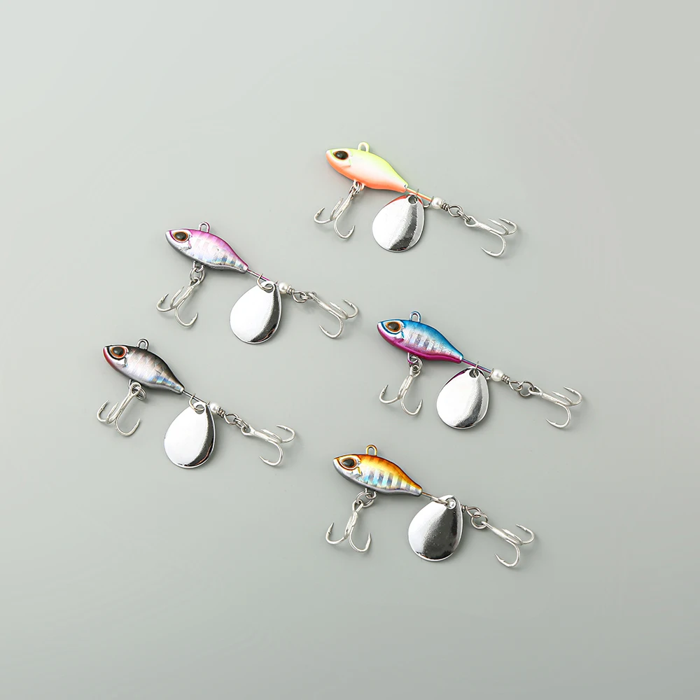 7/10/14g tiro largo giratorio VIB vibración cebo Spinner cola cuchara señuelo para peces plantilla Tractor Pesca cebos duros aparejos Pesca