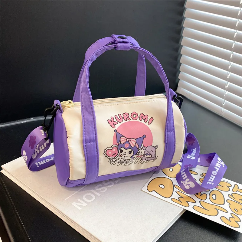 Miniso ponto lona bolsa de ombro para mulheres dos desenhos animados morango urso casual crossbody saco diário deslocamento presente para crianças natal