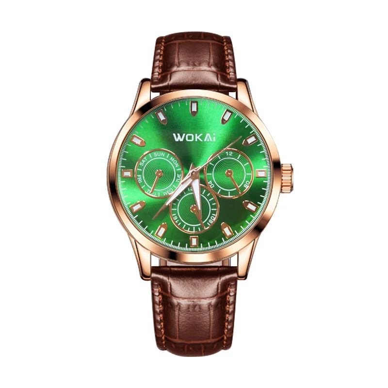 WOKAI, reloj de cuarzo con cinturón de negocios informal a la moda de alta calidad para hombre, reloj deportivo resistente al agua Universe Big Dipper para hombre