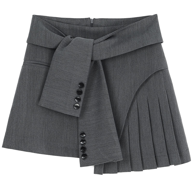ビジネス レディース ミニスカート 春秋 ハイウエスト Aライン 非対称デザイン ピュアカラー 通勤スタイル ジッパー ポリエステル