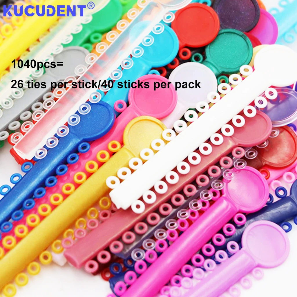 1040 pces/40 varas dental ortodôntico ligadura elástica laços bandas colorido látex anéis elásticos para suportes chaves ferramentas dentárias