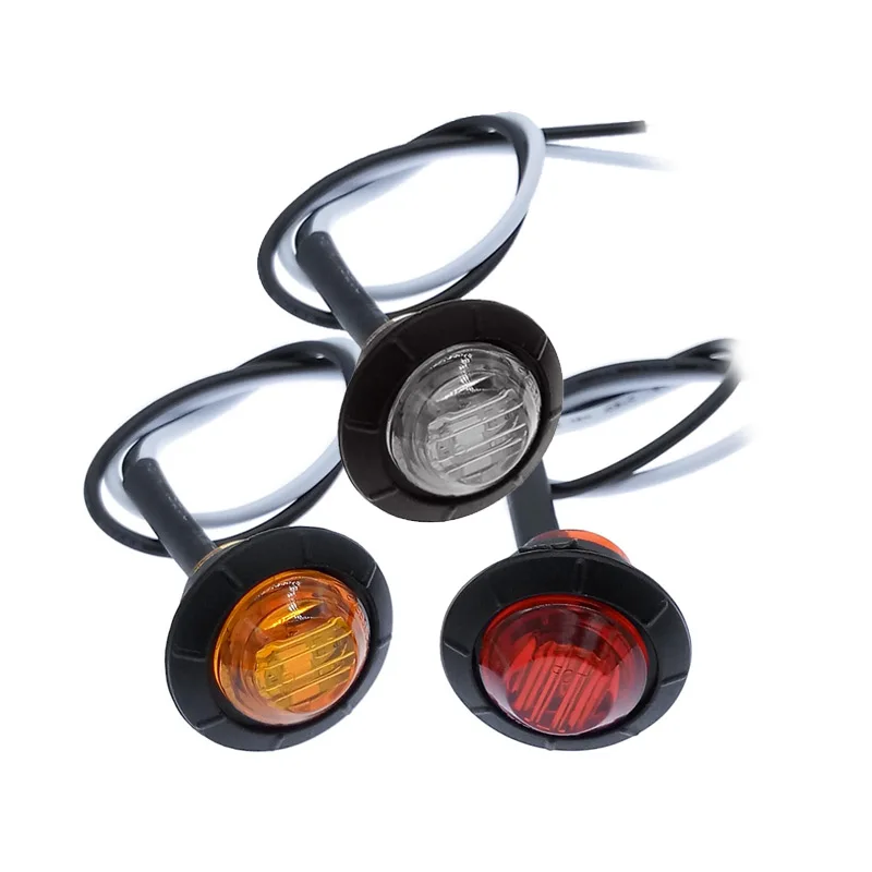 Luces de posición laterales redondas para remolque de 12V, LED impermeables para luces de liquidación de camiones, lámpara de señal de giro para camión