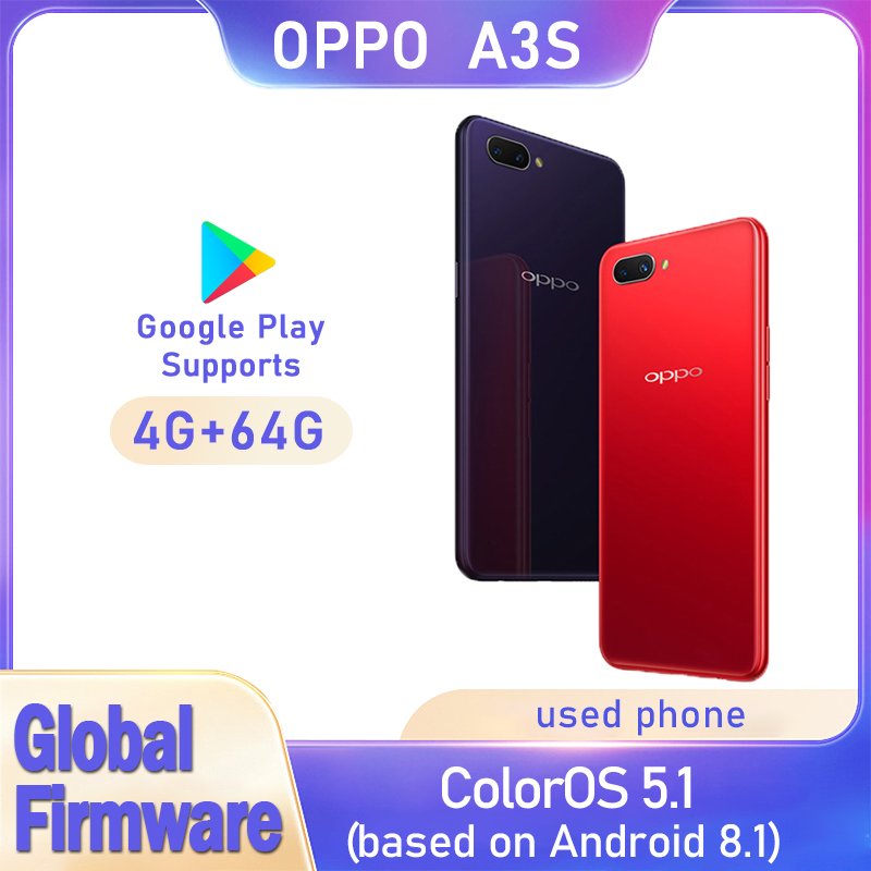 OPPO A3S smartphone Firmware Global ColorOS 5.1 (Android 8.1) CPU de 6,2 polegadas Snapdragon 450 4230mAh câmera 13MP telefone usado