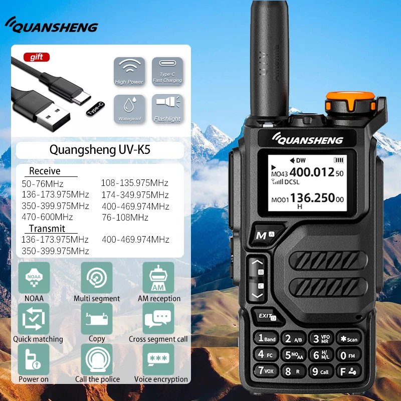 Quansheng UVK5 walkie-talkie voll-band luftfahrt band hand-gehalten outdoor automatische one-taste frequenz passenden gehen auf road trip H