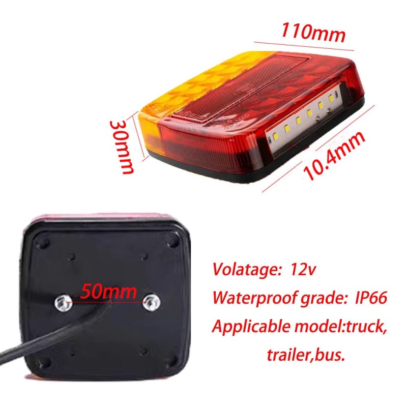 1pc 20LED 12V 防水耐久性のある車のトラック LED リアテールライト警告灯ランプトレーラーキャラバン用