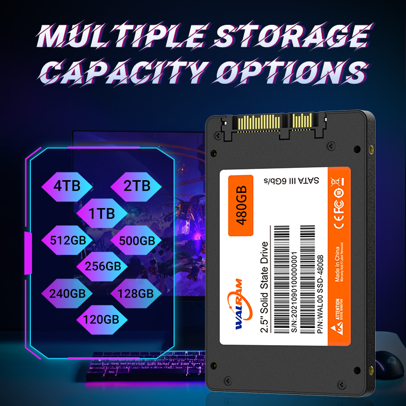 Walram 1 テラバイト SSD 2.5 SATA 3 SSD 120 ギガバイト 128 ギガバイト 240 ギガバイト 256 ギガバイトハードディスク内部ラップトップ HDD 480 ギガバイト 512 ギガバイトソリッドステートドライブ PC デスクトップ用
