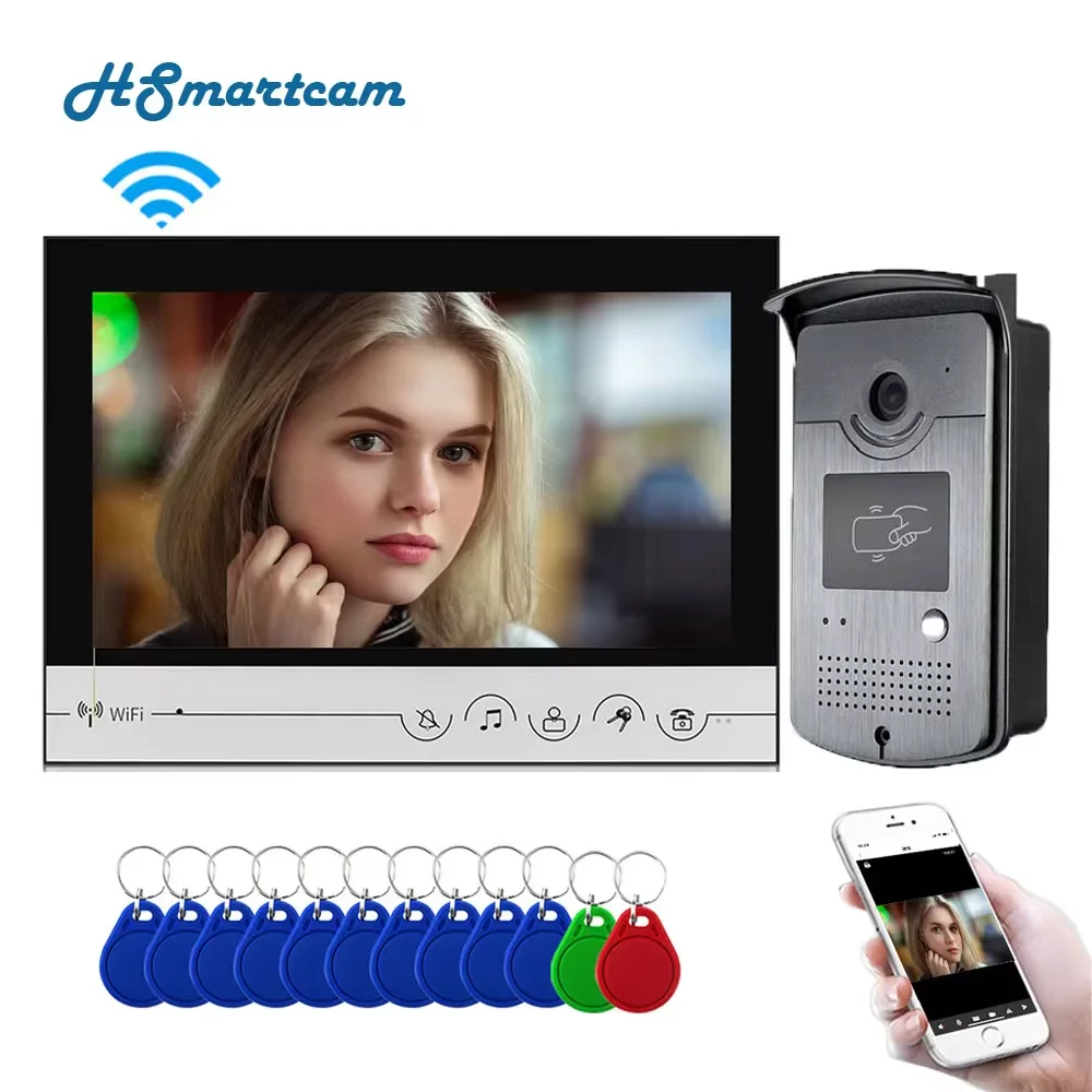 Tuya Smart Home 9 inch WIFI Monitor Intercom Access Control System with RFID Outdoor Camera APP Phone Unlock