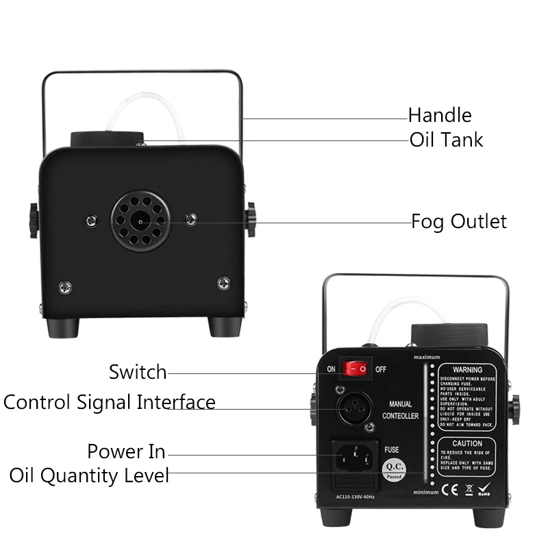 Mini 400W Fog Smoke Mist Effect Machine Disco DJ Party Christmas stage projector with Wire/Remote Control Home floor fogger
