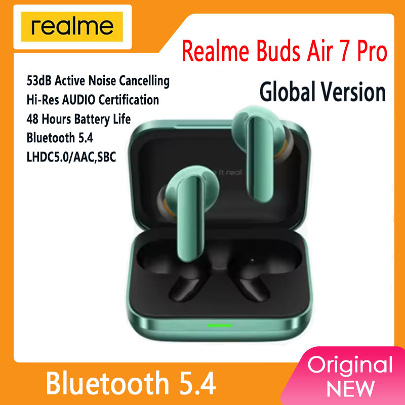 Глобальная версия Realme Buds Air 7 Pro 53 дБ с активным шумоподавлением, настоящие беспроводные наушники, 48 часов батареи, Bluetooth 5,4, наушники