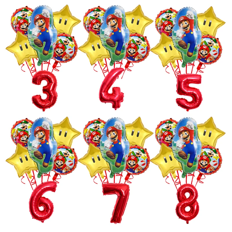 スーパーマリオブラザーズ数字風船誕生日風船パーティーの装飾ベビーシャワーの装飾品漫画アニメルームの装飾キッズギフト