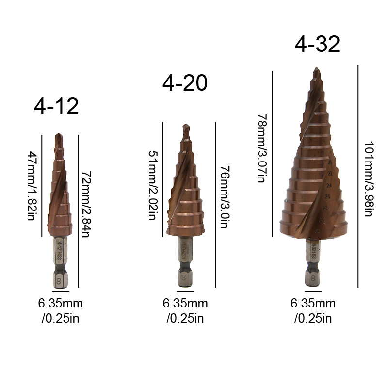 4-12/4-20/4-32mm M35 kobalt met stap boor pagode gatopener zeshoekige spiraalboor snijgereedschap power tool accessoires