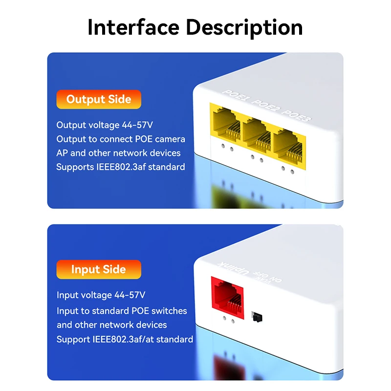 Horaco extensor poe gigabit de 4 portas, 1000m, repetidor de interruptor de rede ieee802.3af/at plug & play para switch poe, nvr, câmera ip ap