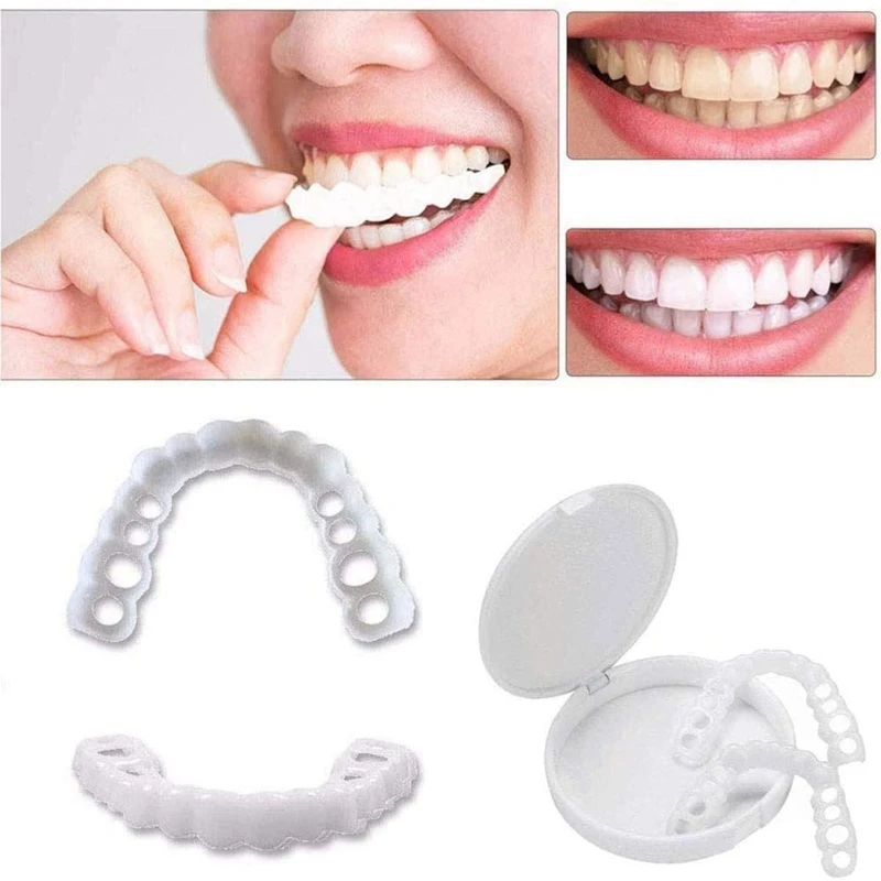 남녀공용 스냅 온 치아 베니어, 불완전 치아 커버, 가짜 치아, 즉각적인 자신감 미소, 1 쌍