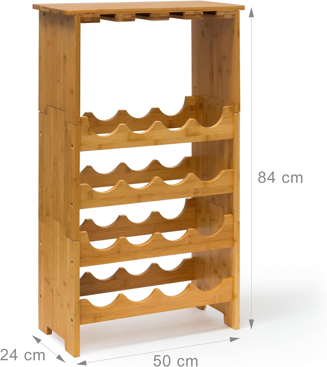 Zeitlich begrenzter Rabatt – Relaxdays Bambus-Weinregal, 84 x 50 x 24 cm, Flaschenhalter mit Weinglashalter