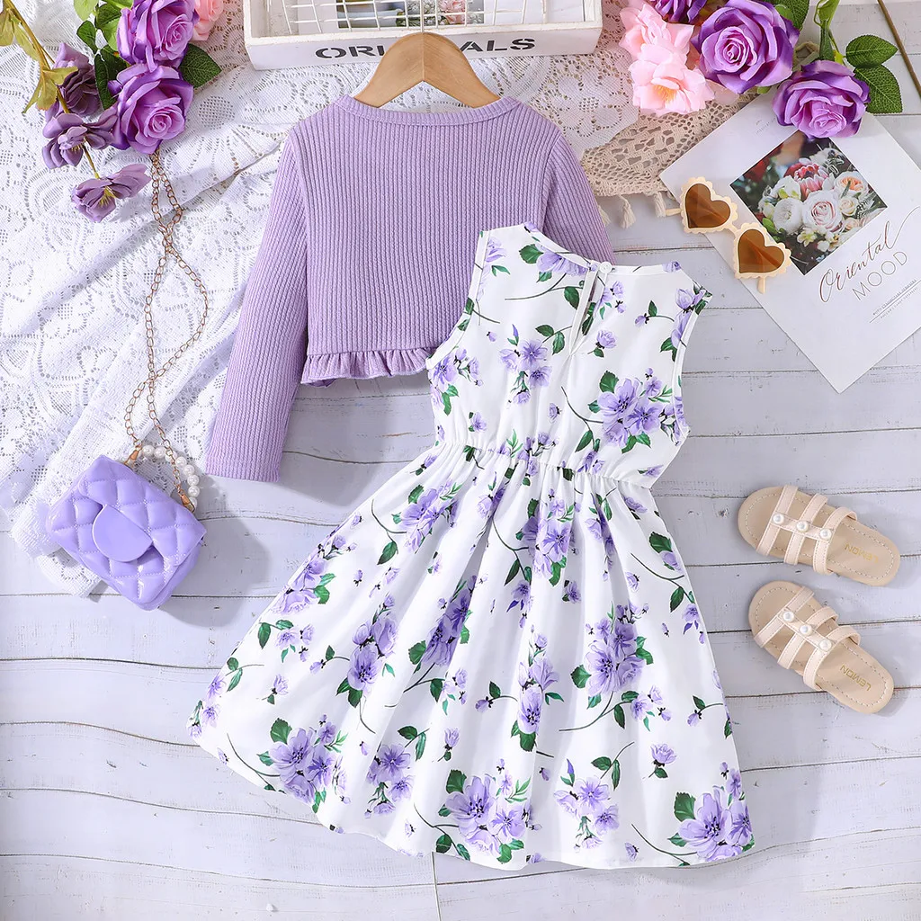 子供女の子 2-8 歳長袖コート花プリンセスドレス衣装幼児幼児服セットファッション子供服