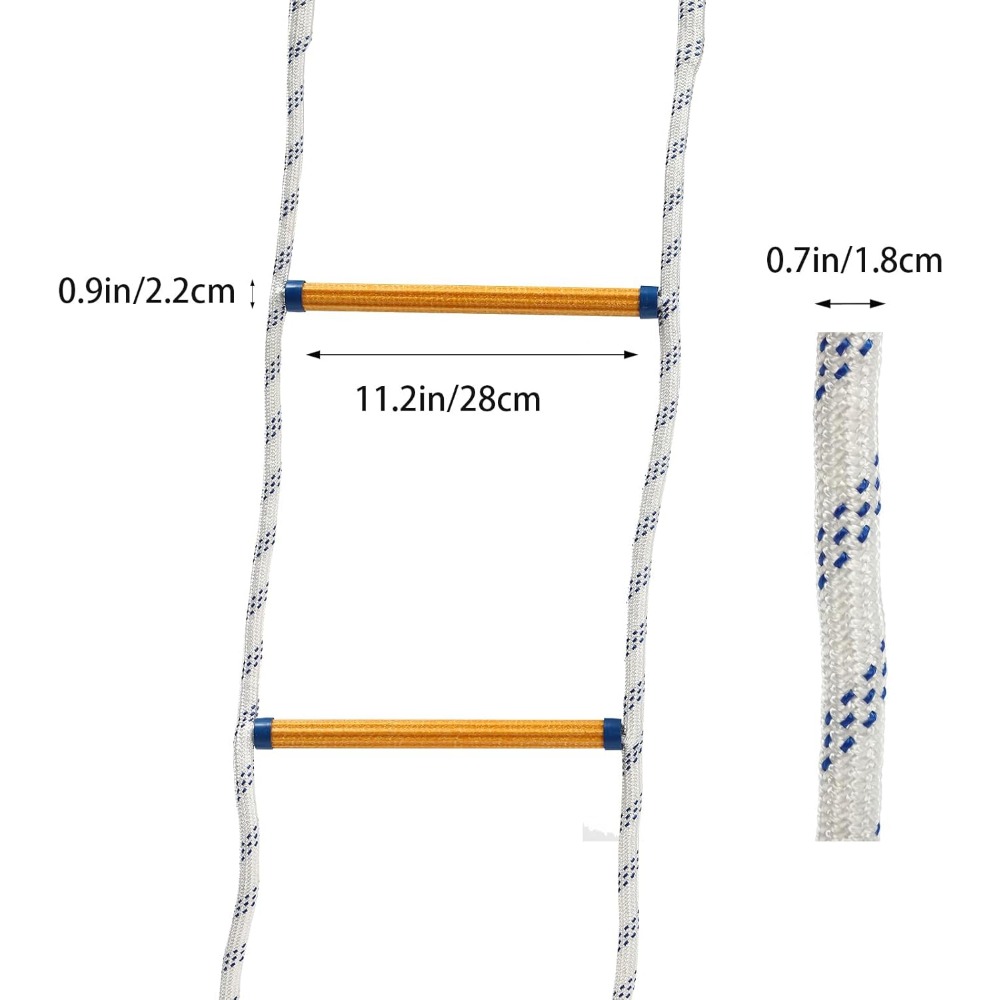 6m Strickleiter feuerfeste Rettungs seil leiter Balkon rettungs leiter mit 2 Karabinern für Hauptfenster Balkon geländer baum