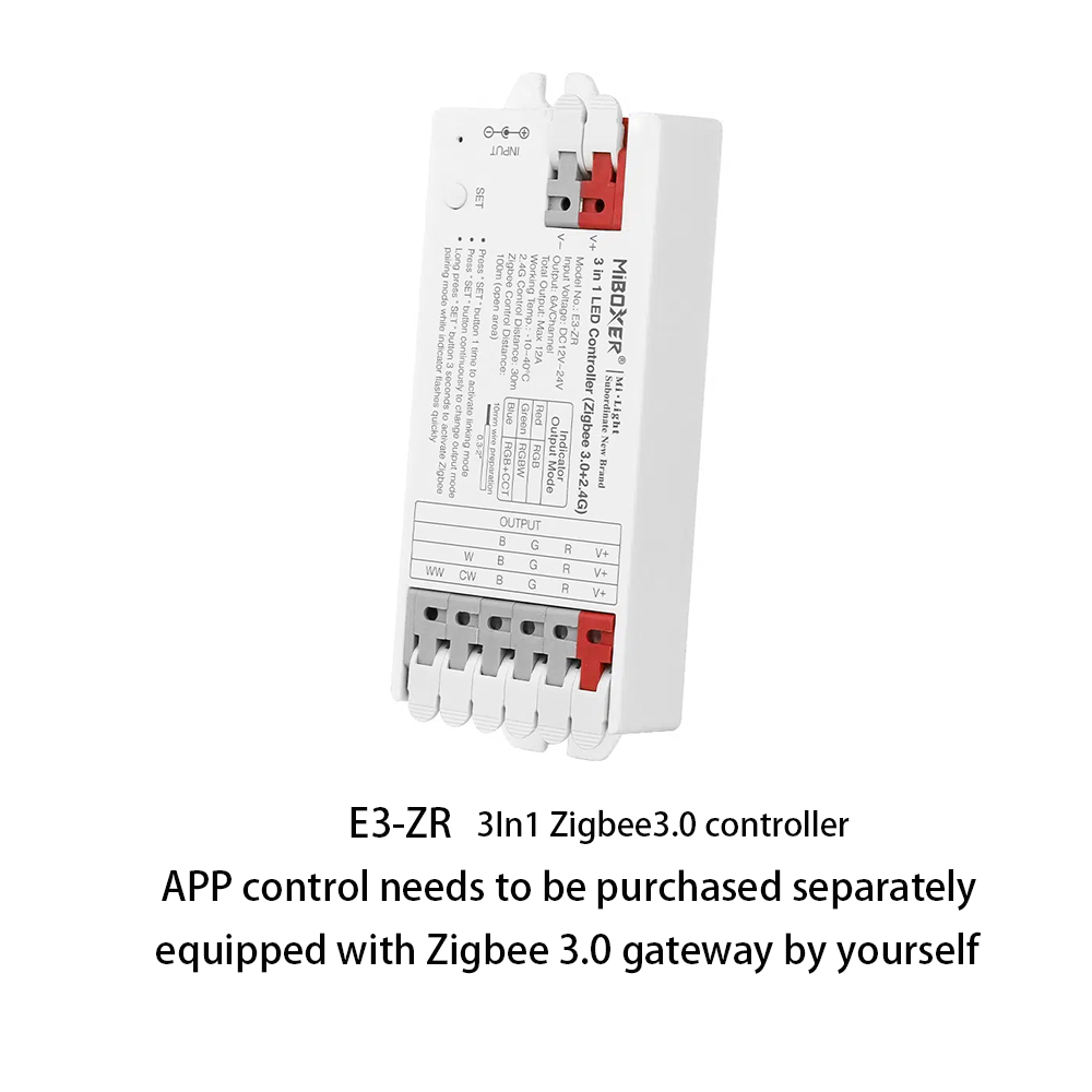 Miboxer E2-ZR E3-ZR 2 3-in-1-LED-Controller Zigbee 3.0 + 2,4 G Einzelfarbe/Dual-Weiß/RGB/RGBW/RGB+CCT LED-Streifenlicht-Lampendimmer
