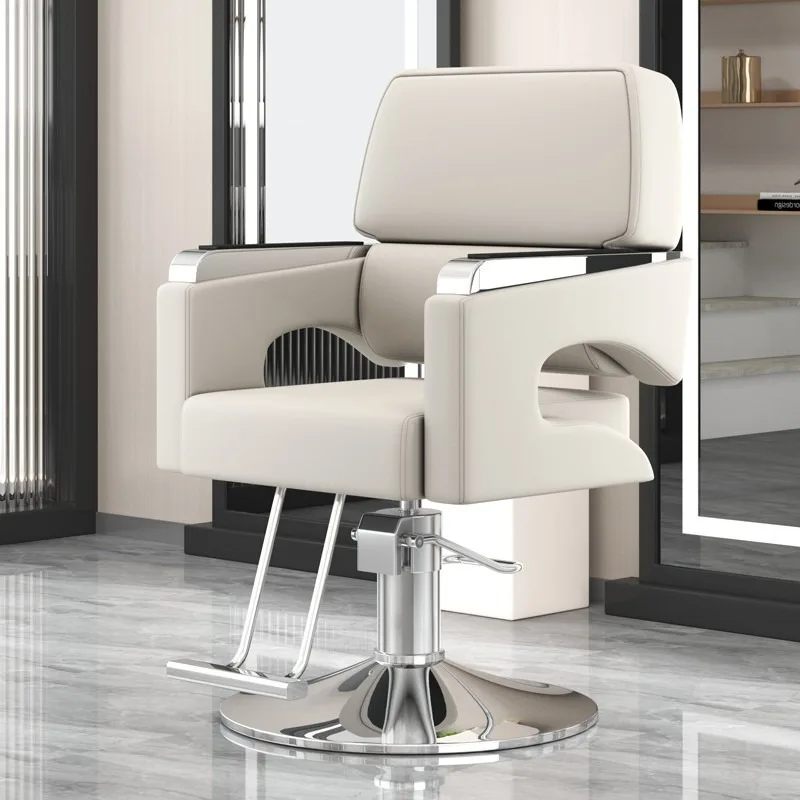 Sedia da salone professionale Sedia da styling idraulica regolabile con base in acciaio inossidabile Cuscino ad alta densità Bellezza moderna da barbiere