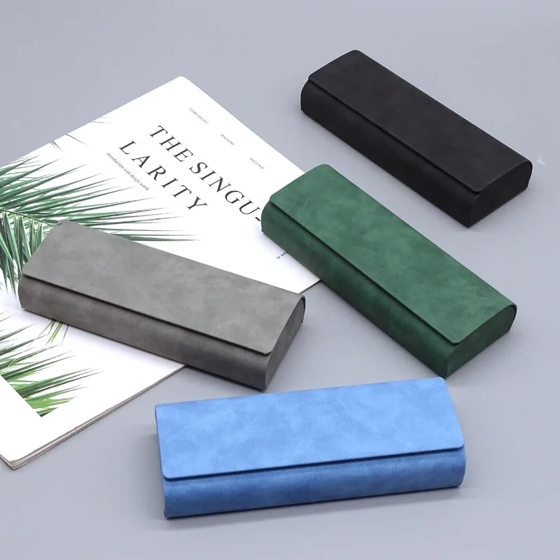 Estuche rígido para gafas para hombre y mujer, estuche para gafas de cuero PU, caja de almacenamiento portátil antiextrusión para gafas de sol, bolsa plegable para gafas