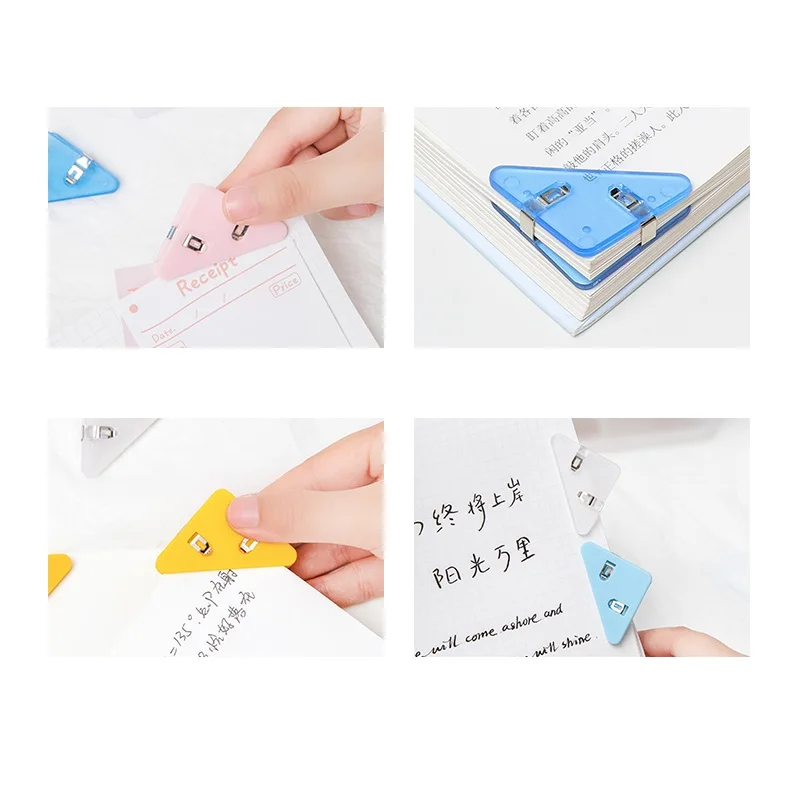 5pcs Mini Color Corner Clips Set Transparent & Solid Colorful Page Holder Paper Clip Clamp File Index Photo Office School