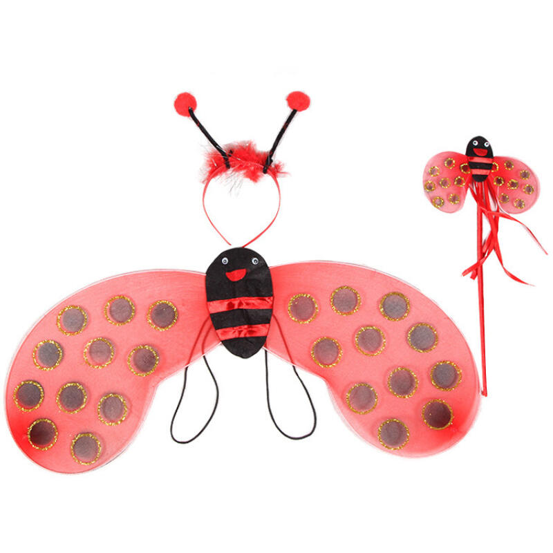 4 pezzi giallo ape costume cosplay Halloween ragazze ape antennae fascia per capelli ali bacchetta magica vestito divertente set di oggetti di scena da fata