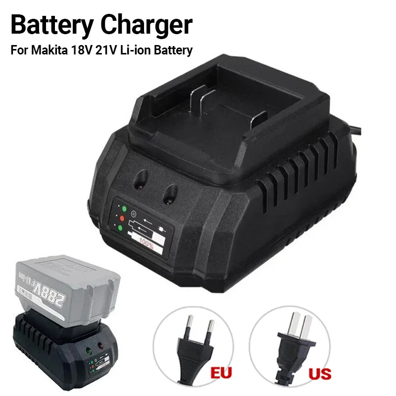 Battery Charger Suitable For Makita 18V 21V Li-ion Battery Portable Fast Charger for Makita Battery Replacement EU Plug US Plug