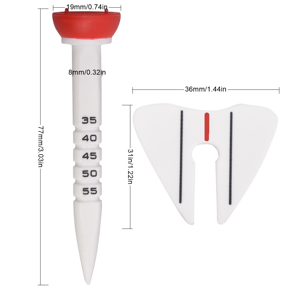 Accessori per allenamento per tee da golf ad altezza regolabile da 4 pezzi 33-55 mm