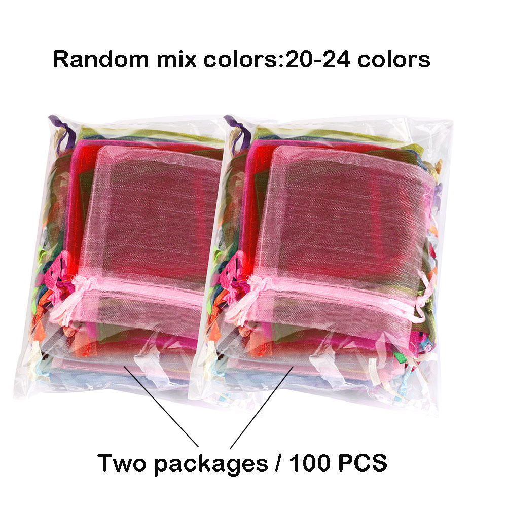 50pcs/Lot 7x9cm Drawstring Organza Bag for Jewelry Candy Wending Gift Packaging