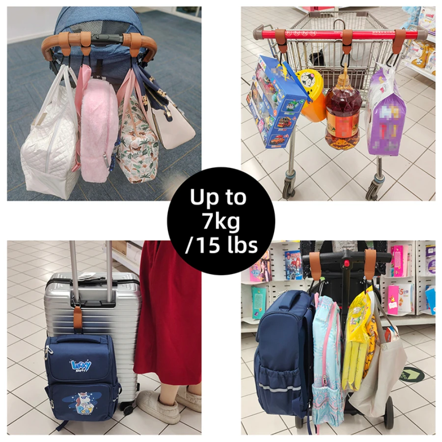 1/2 pezzi gancio per passeggino organizer per carrozzina in pelle PU gancio per borsa per pannolini ganci per fibbia da arrampicata accessori da viaggio per passeggino