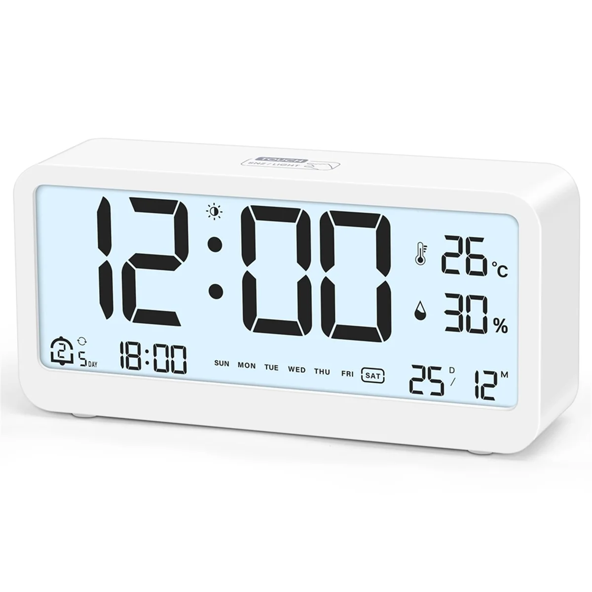 A72P Digital Alarm Clock with Large LCD Display,Loud Ringtone for Efficient Wake Up,Multifunction with Temperature
