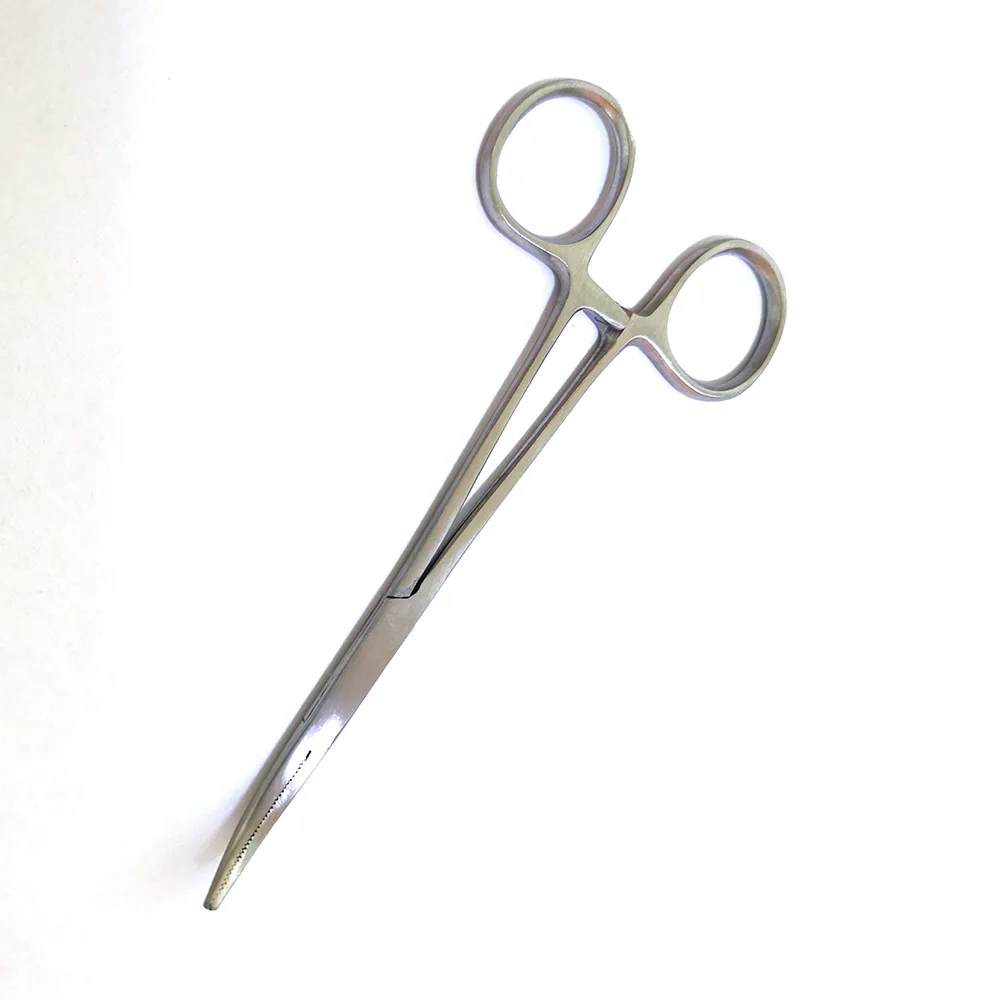 1pc Stainless Steel Hemostatic Forceps Surgical Forceps Tool Hemostat Locking Clamps Forceps Fishing Pliers Curved Tip