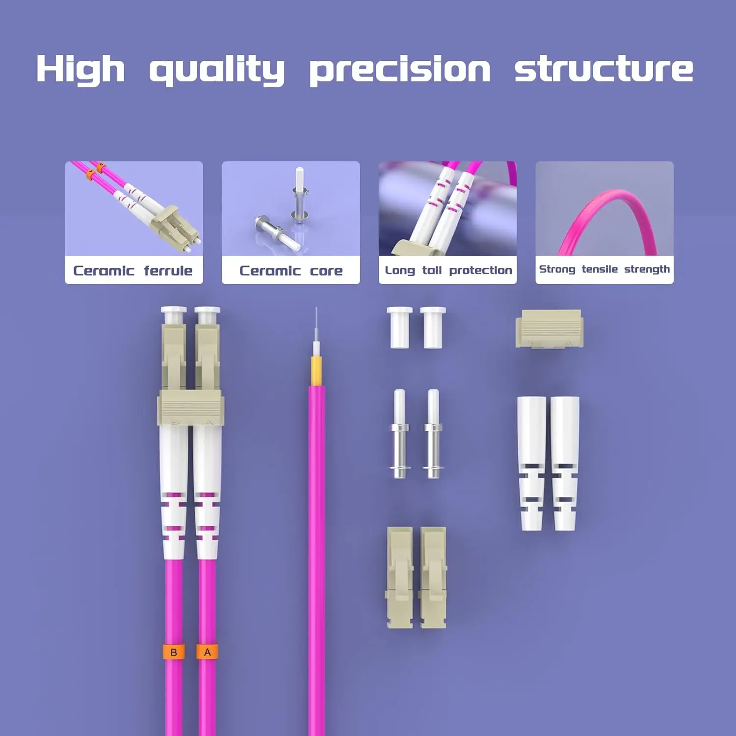 Natalink OM4 LC-LC UPC Duplex Fiber Patch Cable LSZH Jacket 10G/40G/100G for Cisco/Juniper SFP+/QSFP+ Transceiver modules