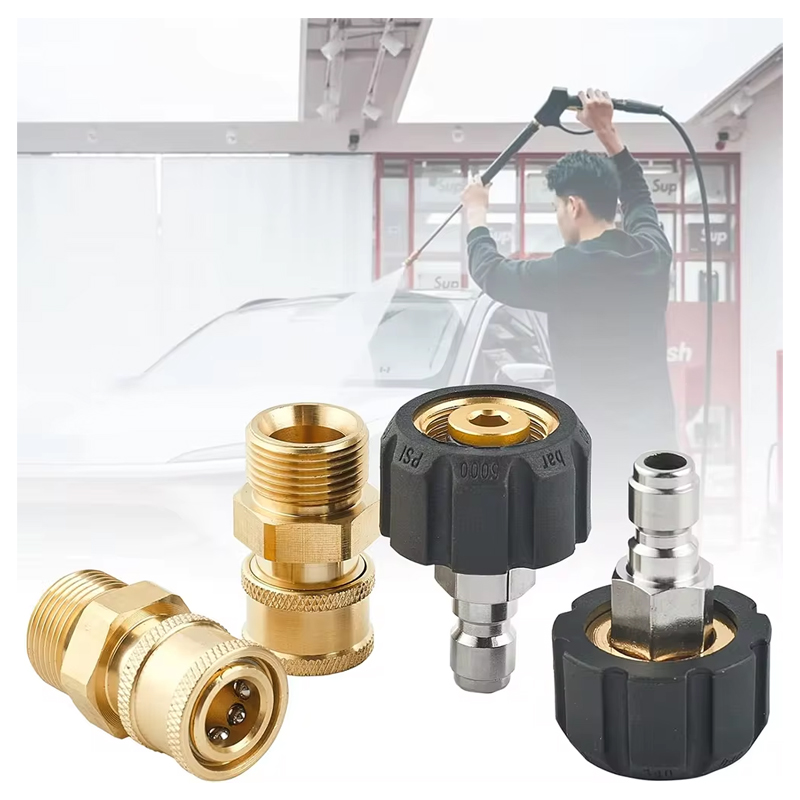 Raccordo a connessione rapida per idropulitrice M22 Adattatore per pistola per tubo flessibile per idropulitrice da 14 mm a 1/4 pollici Connettore a sgancio rapido per rondella in ottone