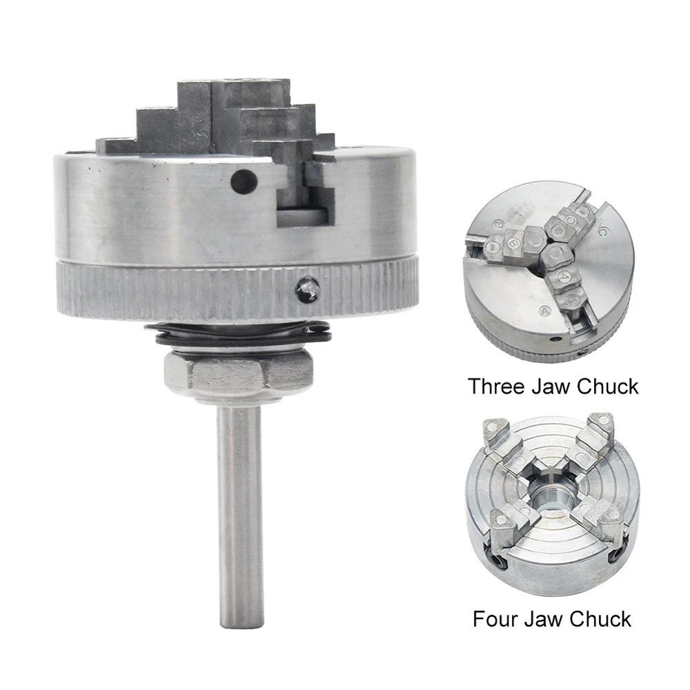 Zinc Alloy 4-Jaw/3-Jaw Lathe Chuck Connecting Rod Self Centering Wood Turning Chuck Optional Clamp for Mini Metal Lathe