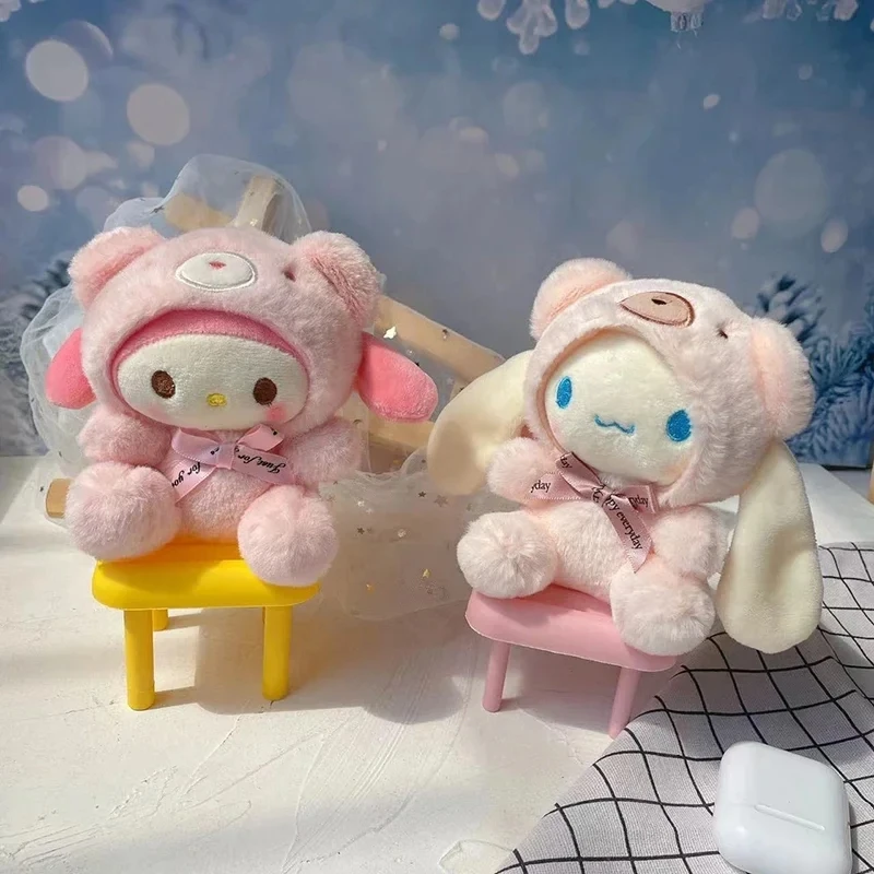 12 ซม.น่ารัก Sanrio Plush พวงกุญแจเด็ก Hello Kitty จี้ Kuromi การ์ตูน Key CHAIN กระเป๋าเป้สะพายหลังของขวัญตกแต่งสําหรับสาวของเล่น