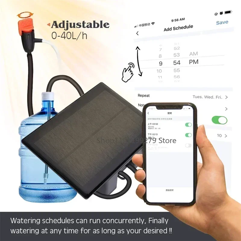 Tuya Wifi Solar Power Timer Pumpe Automatische Tropf Bewässerung Kit Garten APP Fernbedienung Bewässerung System 10/15 Köpfe Kit