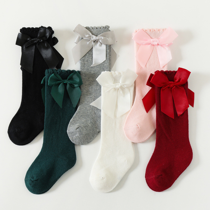 Baby Mädchen Prinzessin Socken Infant Großen Bogen Kleid Kniehohe Baumwolle Socken Kinder Strümpfe Neugeborenen Zeug Zubehör Kinder Kleidung