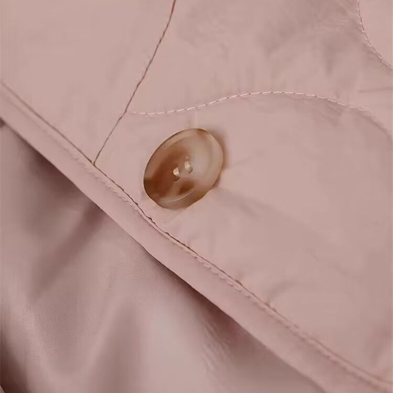 Lammwolle Baumwolle gefütterte Steppmäntel Damen Wollfutter Warme Diamond Grid Jacke Leichte einreihige Winter-Kurzmäntel