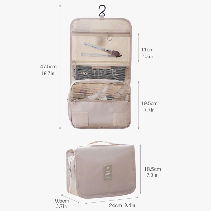Bolsa de maquillaje para mujer, Neceser de viaje para cosméticos, organizador de artículos de tocador, Neceser de almacenamiento impermeable con gancho para baño, Neceser de lavado de alta calidad