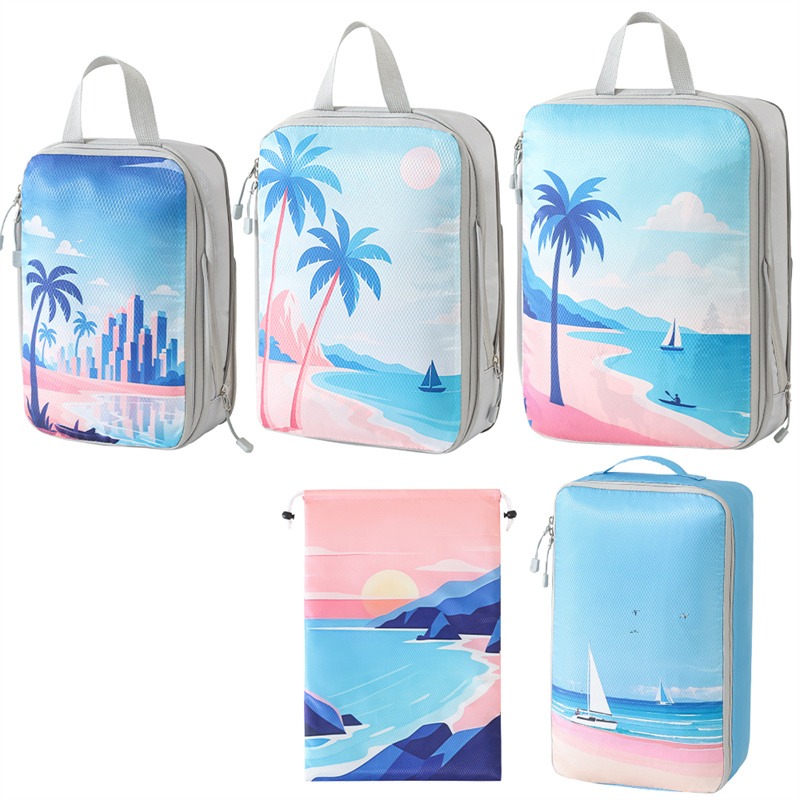 5 Teile/satz Reise Veranstalter Set Zipper Lagerung Tasche Große Kapazität Tasche Komprimierbare Unterwäsche Koffer Gepäck Verpackung Würfel