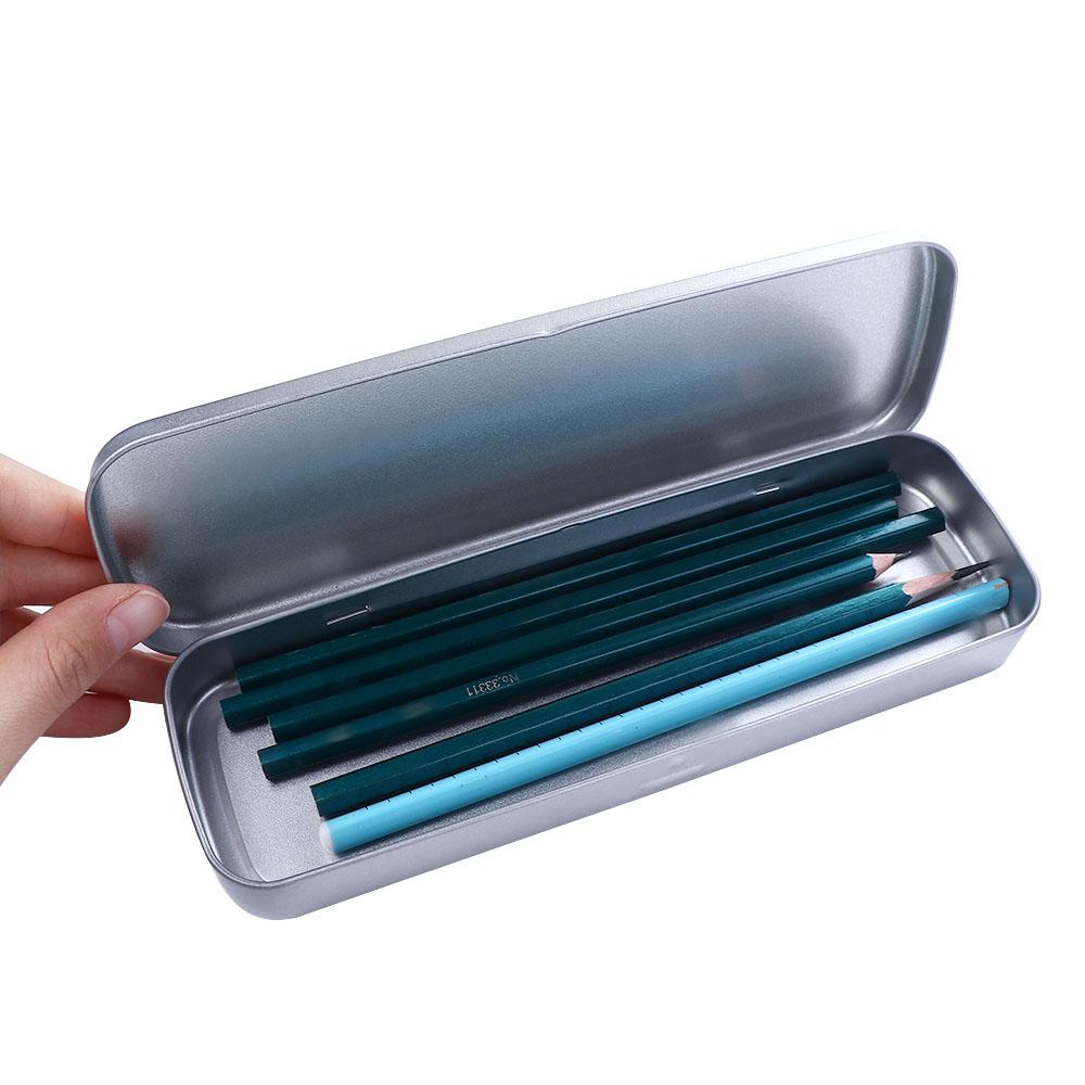 Simple Metal Pencil Case Aluminum Stationery Boxes Tin Pen Box Multifunction Storage Box Stationery School Supplies Gift for Kid
