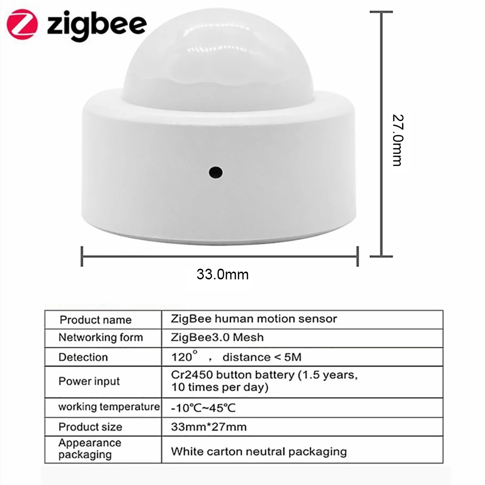 Tuya-Mini Detector de Sensor de movimiento PIR Zigbee 2 en 1 + luz Lux brillante, Sensor de alarma antirrobo de seguridad infrarroja pasiva, vida inteligente