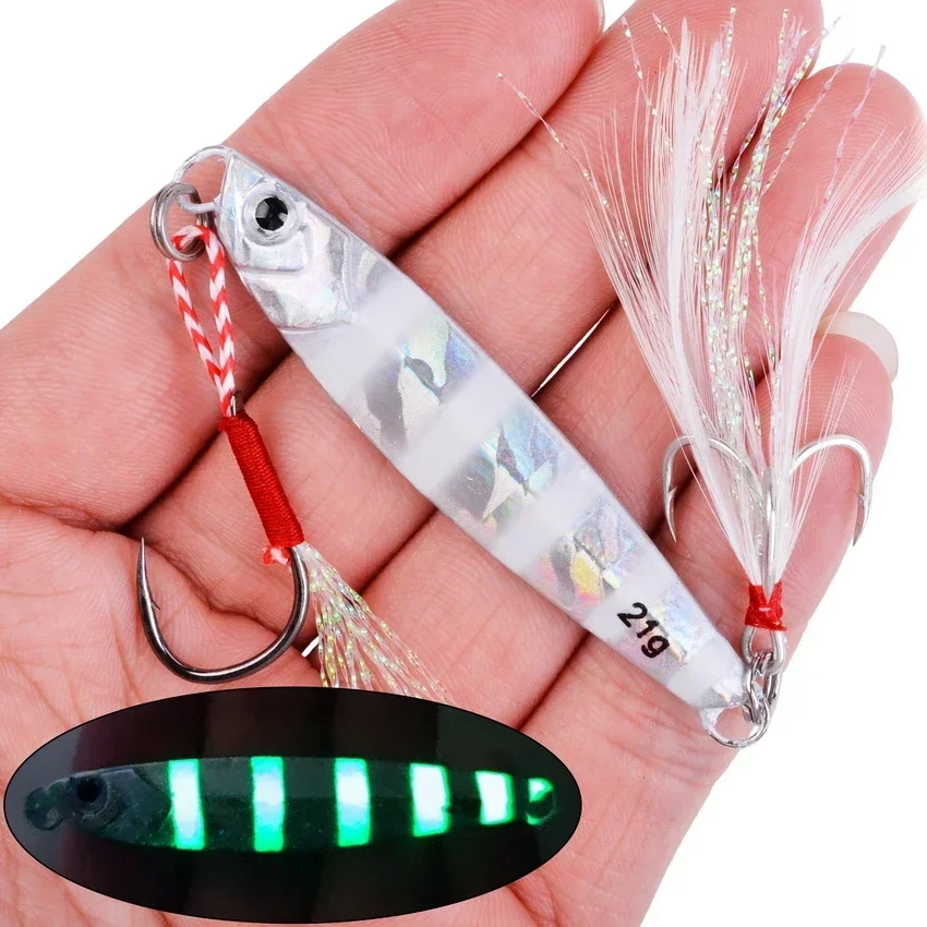 Señuelos tipo cuchara de plantilla fundidos de Metal, aparejos de pesca de lubina de agua salada, 7g-10g-14g-17g-21g-28g-40g, 1 unidad