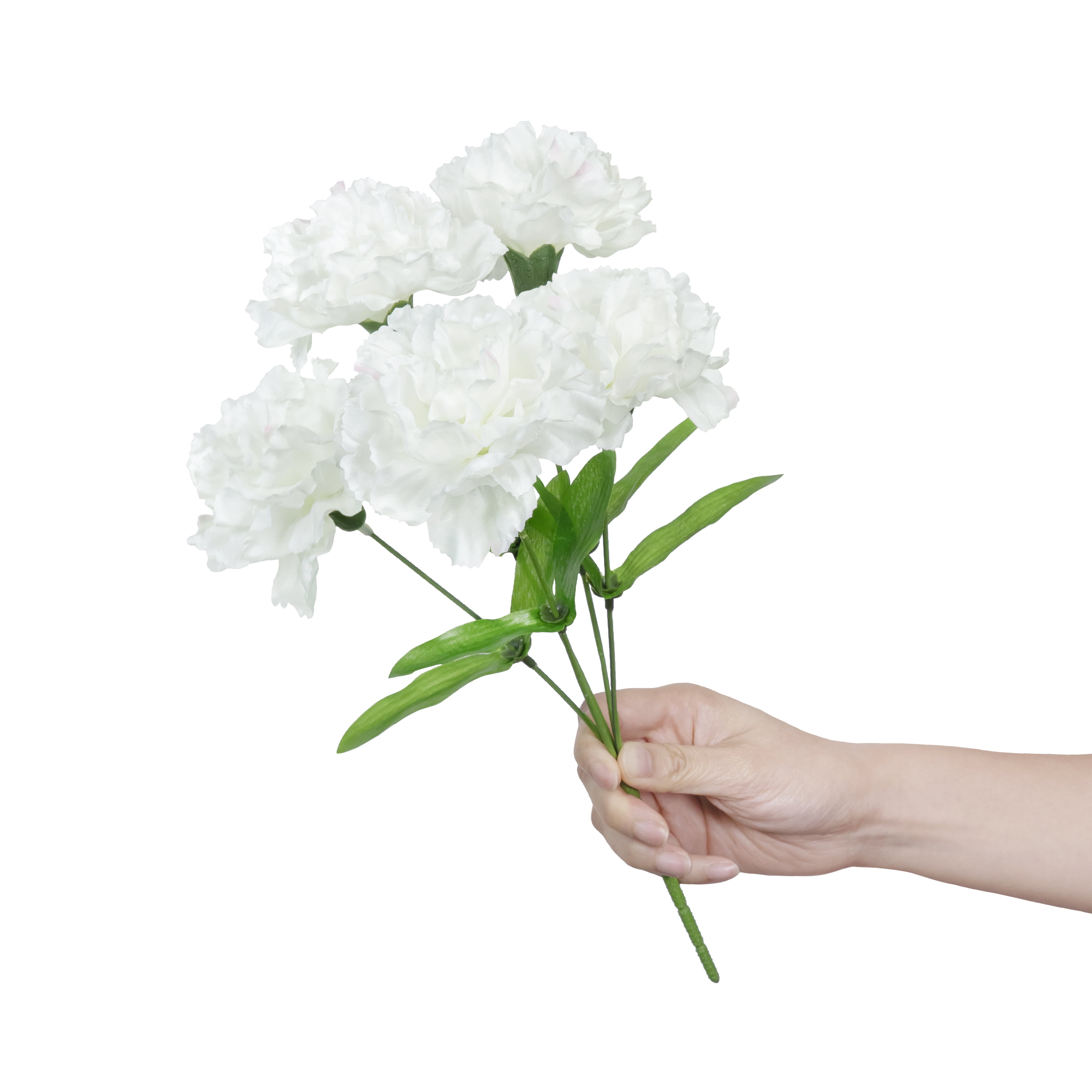 13-inch Artificial Silk White 5 Heads Carnation Flowers Pick, for Indoor Use, by Mainstays