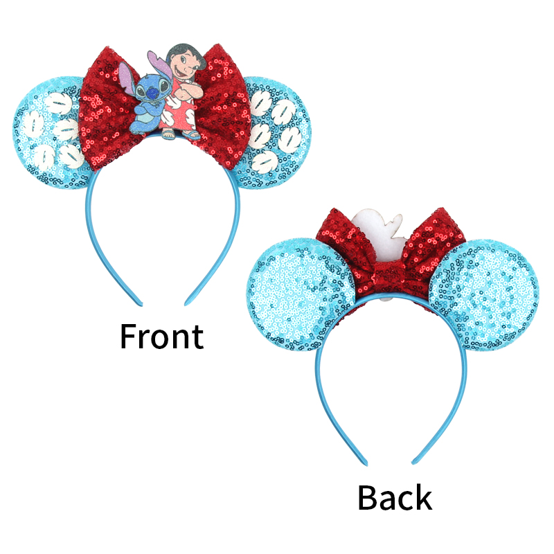 2024 Disneyland Dumbo MickeyหูHeadband Stitchเลื่อมBow Hairbandเด็กเทศกาลปาร์ตี้คอสเพลย์DIYอุปกรณ์เสริมผม