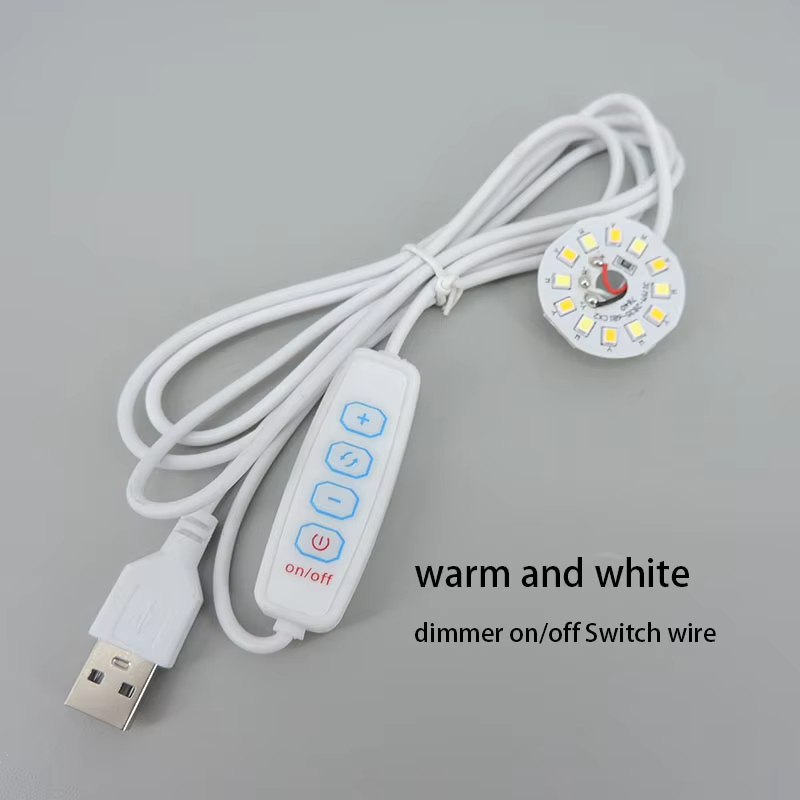Luces LED USB de Color blanco cálido, CC de 5V, 3W, Chip 2835, atenuador único, lectura nocturna, escritorio, libro, tableta, lámpara de lectura, interruptor, Cable de alimentación