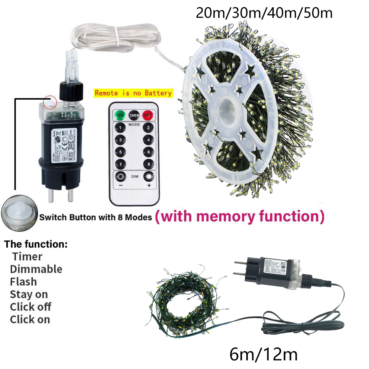 6M/75M Firecracker String Lights Cluster Fairy Light Christmas Garland LED For Wedding Party New Year Christmas Tree Decor Lamps